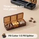 JORDAN&JUDY Small Pill Organizer Portable Mini Daily Pill Case Tablet Cutter Storage Box 1 pc Brown image 1