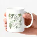Alphynix 1pc 11oz White Mug with "Yes I Really Do Need All These Plants" Quote & Hanging Succulent Illustrations, Whimsical Plant Lover Christmas or Thanksgiving Gift image 2