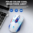Rexsun Tri-Mode Gaming Mouse – 6D Buttons, 2.4G + Bluetooth + Wired, Adjustable DPI 800–3600, Type-C Charging, RGB Breathing Light, 300mAh Battery, White & Blue, X7 image 5