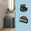 SONGMICSHOME  Prullenbak met 2 Compartimenten, 2 x 30 L Dubbele Afvalemmer met Deksel, Pedalen, Kunststof Binnenemmers, Softclose, Groenachtig grijs image 7