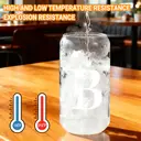 Alphynix 1pc Modern Glass Cup, 500ml Tall Iced Coffee Glass with Monogram "B" Design, Bamboo Lid & Straw, Cold Drink Tumbler for Iced Tea, Juice, Boba image 3