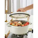 COOKER KING Chuanjia cocotte néerlandaise en fonte émaillée, robuste, chauffe uniforme, maintien de la chaleur longue, ustensile de cuisson, blanc amande, 24 cm image 3