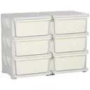 HOMCOM 6 Drawers Plastic Storage Units, 3 Tier Kids Storage Units, Children Toy Chest for Nursery, Playroom, Bedroom, Cream image 0