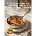PURE COOK Poêle en acier inoxydable tri-ply | 304 | 20 cm (7,9 pouces) | Non toxique, durable, compatible four 220 ℉, tous feux compatibles, chauffe rapide et uniforme | Finition satinée | Sans couvercle, petite poêle à frire | Argent image 1
