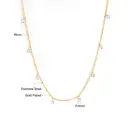 18K PVD Gold Stainless Steel Station Necklace, 4mm Round Cubic Zirconia Dainty Choker image 5