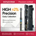 Movecrab Professional Digital Torque Wrench1/2" Drive 6.8-135N.m ±2% High Accuracy LED Display with Nm/in.lb/ft.lb/kg.cm Vibration Sound Light Triple Alarm for Automotive Motorcycle Bike Repair Tool   image 2