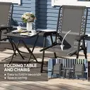 Outsunny 3 Pieces Garden Bistro Set, Folding Table and Chairs Set, Metal Garden Furniture Set with Cup Holders for Outdoor, Patio, Balcony, Black image 4