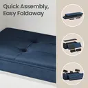 Ochama x SONGMICS Storage Ottoman, Foldable Velvet Storage Bench, 2 Extra Storage Boxes, 38 x 110 x 38 cm, for Hallway, Living Room, Bedroom, Dark Blue image 7