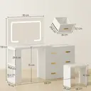 HOMCOM Coiffeuse avec miroir et tabouret, éclairage LED réglable 3 couleurs, 2 USB ports et 2 prises, table de maquillage modulable avec 6 tiroirs à fermeture douce, 2 étagères, siège rembourré, blanc image 1