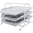 Senhoglb Bac à courrier en maille à 3 niveaux A4 - Blanc image 1