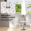 Outsunny 3 Pieces Garden Dining Set for 2, Cast Aluminium Outdoor Dining Set with 2 Armchairs and Round Dining Table with Parasol Hole, Garden Furniture Bistro Set, White image 5