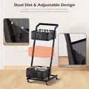CLIPOP 3 Tier Utility Rolling Cart, Kitchen Vegetable Trolley with Handle and Lockable Wheels, Metal Adjustable Mesh Basket Storage Rack for Fruits, Vegetables, Books,Tools, Black image 6