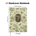 Jubiluu Carnet A5 élégant à couverture en tissu, à lignes - 96 feuilles (papier 100 g/m²) - Marque‑page et bande élastique - Carnet ligné crème classique pour l’écriture, l’école, le bureau et comme cadeau - Vert botanique image 2