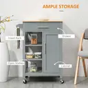 HOMCOM Compact Kitchen Trolley Utility Cart on Wheels with Open Shelf & Storage Drawer for Dining Room, Kitchen, Grey image 3