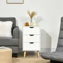 HOMCOM Bedside Table, Bedside Cabinet with 3 Drawers, Side End Table with Pine Wood Legs for Bedroom Living Room, White image 6