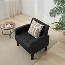 Fauteuil GRAVFORCE Wing pour Salon ou Chambre – Rembourré, Confortable et Moderne, Fauteuil de Bureau ou Lounge, Chaise de Club – Capacité de Charge 136 kg, Similicuir Noir image 3