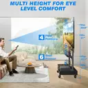 TV Stand on Wheels for 40-86 Inch LCD LED OLED Flat Panel Plasma TVs, Height Adjustable TV Floor Stand with Shelf TV Trolley with Wooden Base Max VESA 600x400mm up to 68 kg, Black image 6