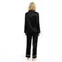 IZURIA lapel silk-like black long sleeved top and pants set  S image 3