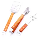 Huacan Stainless steel barbecue tool set, wooden handle fork shovel clip combination set, 3-piece set image 0