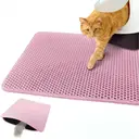 Honeycomb Design EVA Litter Box Mat, Waterproof Double-Layer Honeycomb Mat, 60*90cm, Color: Pink image 0
