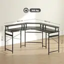 HOMCOM L Shaped Desk with Power Outlets and LED Lights, Corner Computer Desk with Monitor Stand, Gaming Desk for Home Office, Black image 2