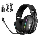 ONIKUMA GT808, casque sans fil à triple mode avec éclairage RVB, idéal pour les joueurs sur PC/ordinateur portable/jeux FPS, casque de jeu sans fil 2,4 GHz avec microphone, casque de jeu sans fil à 5,3 canaux, audio stéréo, casque de jeu et musique rechargeable, casque circum-aural, idée cadeau image 2