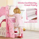 AIYAPLAY Kids Slide, 5 in 1 Toddler Slide Set with Basketball Hoop, Outdoor & Indoor Frog Theme Playset with Climbing Frame, Telescope, Storage Box for Toddlers Ages 1-3, Pink image 2