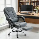 Vinsetto Fauteuil de bureau massant et chauffant, chaise de bureau ergonomique hauteur réglable, dossier inclinable, repose-pieds, télécommande filaire, pivotant 360°, tissu aspect lin, gris foncé image 1