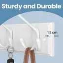 Coat Hooks, with 4 Double Metal Hooks, 40*11*7 cm, White image 5