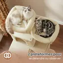 SONGMICS Arbre à chat avec 13 poteaux à griffer, 1 rampe, 2 perchoirs, 2 niches, panier, hamac, pompons, beige - 168 cm image 3