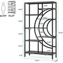 Tribesigns Geometric Bookcase 179cm Industrial Bookcase 8 Tier Bookcase Rustic Bookshelf Metal Frame Tall Freestanding Open Shelves for Living Room (Grey, 1) image 2