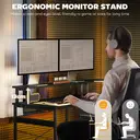 HOMCOM L Shaped Desk with Power Outlets and LED Lights, Corner Computer Desk with Monitor Stand, Gaming Desk for Home Office, Black image 5