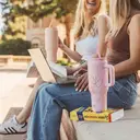 Bottle Bottle 40 oz Stainless Steel Vacuum Tumbler with Handle and Straw, Pink Flower image 5