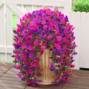 Yuejia Lot de 4 bouquets suspendus de fleurs artificielles en soie liseron violet et fuchsia - 75 cm image 1