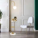 Homary 1500mm Modern Arc Floor Lamp with Shelf in Gold with Glass Shade & Marble Base image 3
