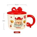 Mug du Nouvel An Chinois avec Couvercle  
Mug en Céramique Rouge 400ml avec Motif « Get Rich », Tasse Cadeau Thématique pour Boissons image 1