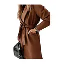 Women's Classic Coat Lapel Collar Open Front Belted Long Jacket (brown, S) image 1