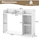 COSTWAY Wooden Desk Bookshelf with 4 Shelves and Open Back Compartment-White image 2