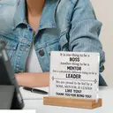 【3 € de réduction dès 10 €】Alphynix 1 pièce Plaque de reconnaissance à triple rôle, « BOSS MENTOR & LEADER LIKE YOU » Support d'affichage en acrylique avec base en bois, Cadeau parfait pour la retraite ou la promotion d'un manager image 6