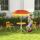 Outsunny Kids Bistro Set Children Table and Chair Set Garden Furniture Lion Themed 4 Pieces w/ Adjustable Parasol, Foldable Chairs for 2-5 Years – Yellow image 8