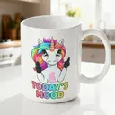 Alphynix 1 Stück, lustige Einhorn Today's Mood Tasse, Porzellantasse, Kaffeetasse,Le cadeau de la saint-valentin, cadeau d’anniversaire image 1
