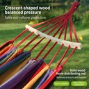 ochama x J.ZAO Hamac de Jardin 2 Personnes Arc-en-Ciel 200x150cm, Hamac Suspendu avec Barres de Bois, Toile en Coton Respirante, Charge 150kg, pour Camping, Terrasse et Balcon, Inclus 2 Sangles et Sac de Transport image 2