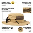 TOP-EX UV Protection Mens Sun Hat with Cooling Neck Flap Sunglass Lock Wide Brim Fishing Hats M/L Khaki image 2