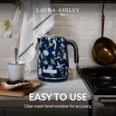 VQ Laura Ashley Jug Kettle, 1.7L, Rapid Boil, Hand-Applied Elveden Navy Print, Vintage, Stainless Steel, Floral - VQSBPKK278LANUK image 5
