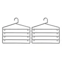 Essentials by Premier Set of 2 Grey Plastic Multi-Tier Trouser Hangers,Garment Organisers,Cloth Hanging Hanger For Wardrobe image 0