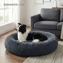 SONGMICS Lit donut pour chien avec housse amovible et lavable gris foncé - Ø 100 cm image 2