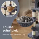 krabpaal, 168 cm grote kattentoren met 13 krabpalen, 1 krabtrap, 2 ligplekken, 2 huisjes, mand, hangmat, pompoms, rookgrijs image 4
