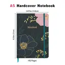 Jubiluu A5 Hardcover Notebook with Lined Pages - 96 Sheets (100g offset paper), Bookmark & Elastic Band -Classic Cream Ruled Journal for Writing, School, Office, and Gifts-Navy Gold Floral Outline image 2