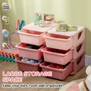 HOMCOM 6 Drawers Plastic Storage Units, 3 Tier Kids Storage Units, Children Toy Chest for Nursery, Playroom, Bedroom, Pink image 6