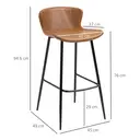 HOMCOM Bar Stools Set of 2, PU Leather Upholstered Bar Chairs, Breakfast Kitchen Counter Chairs with Backs, Steel Legs and Footrests for Dining Room, Brown image 2